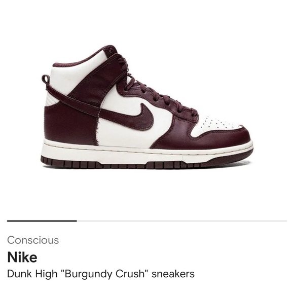 Wmns Dunk High 'Burgundy Crush Nike Dunk Burgundy 8.5 US Maroon Trendy color - Picture 3 of 9